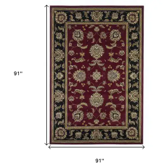 Red And Black Octagon Floral Vines Area Rug Photo 8