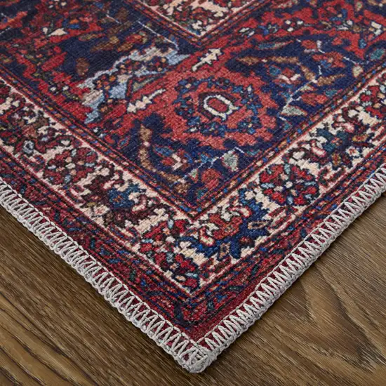 Red Blue And Tan Floral Power Loom Area Rug Photo 4