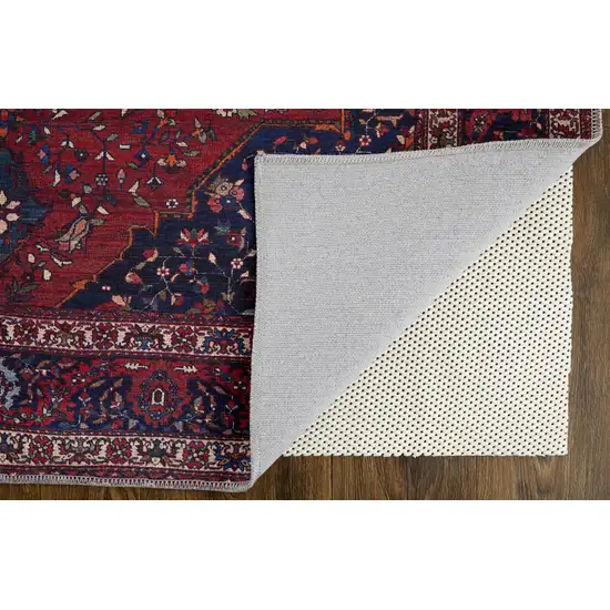 Red Blue And Tan Floral Power Loom Area Rug Photo 3