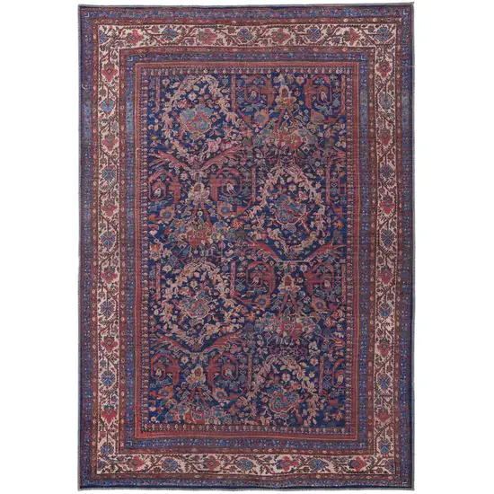 Red Blue And Tan Floral Power Loom Area Rug Photo 1