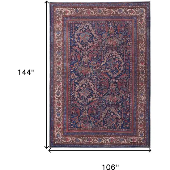 Red Blue And Tan Floral Power Loom Area Rug Photo 10