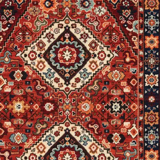 Red Blue Machine Woven Oriental Indoor Area Rug Photo 4