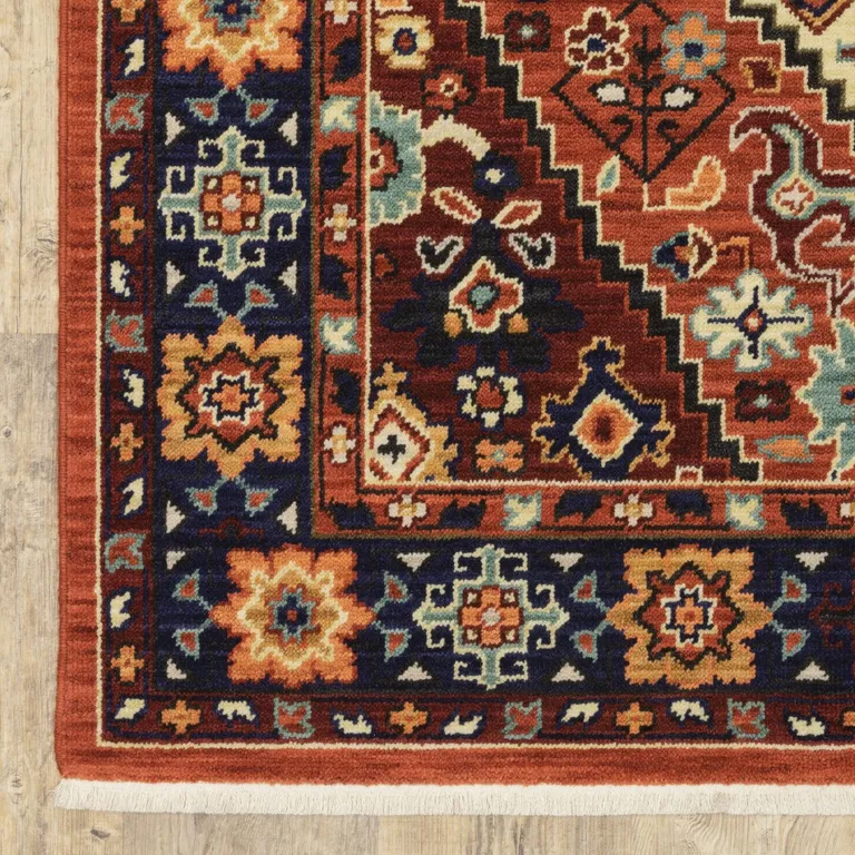 Red Blue Machine Woven Oriental Indoor Area Rug Photo 2