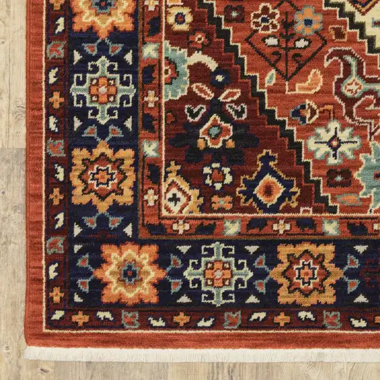 Red Blue Machine Woven Oriental Indoor Area Rug Photo 2