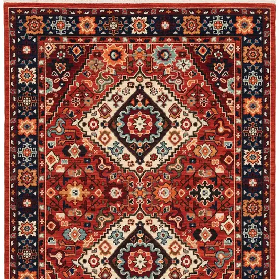 Red Blue Machine Woven Oriental Indoor Area Rug Photo 4