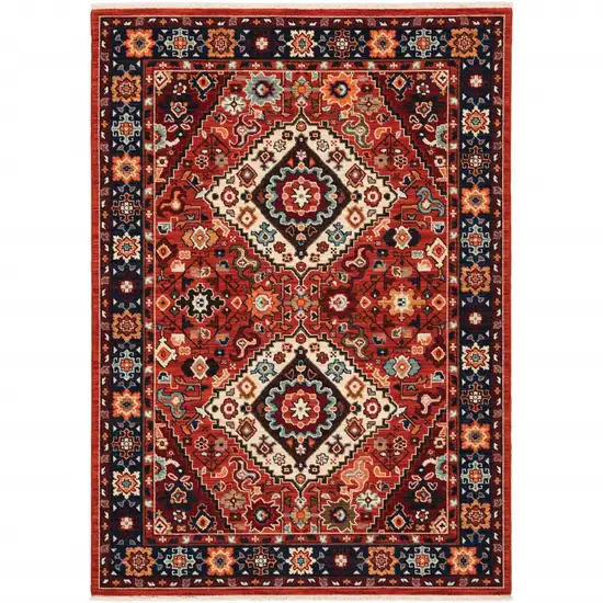 Red Blue Machine Woven Oriental Indoor Area Rug Photo 5