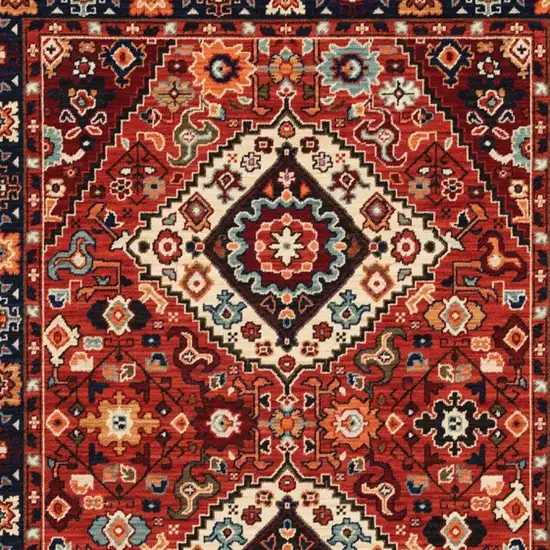 Red Blue Machine Woven Oriental Indoor Area Rug Photo 4