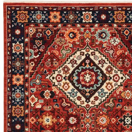 Red Blue Machine Woven Oriental Indoor Area Rug Photo 4