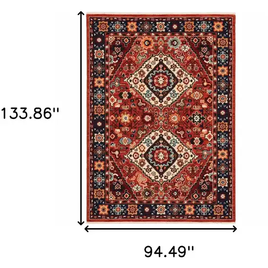 Red Blue Machine Woven Oriental Indoor Area Rug Photo 6