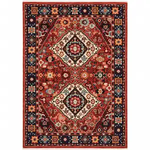 Photo of Red Blue Machine Woven Oriental Indoor Area Rug