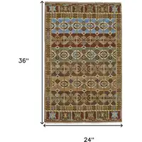 Photo of Red Blue and Brown Wool Southwestern Hand Knotted Area Rug