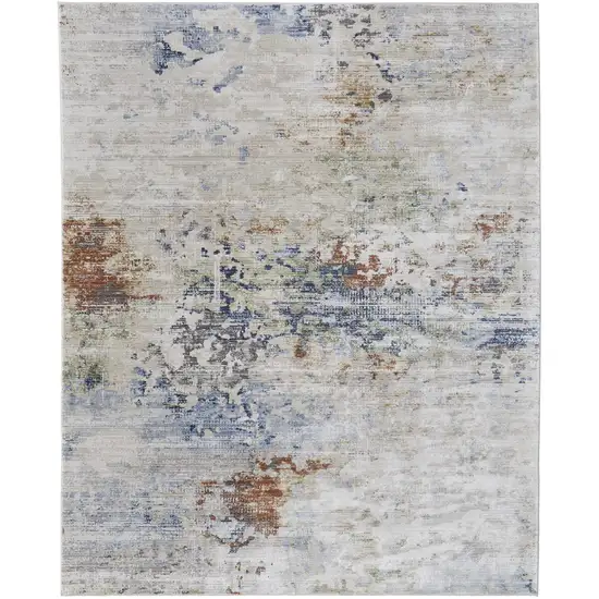 Red Blue and Ivory Abstract Power Loom Area Rug Photo 2