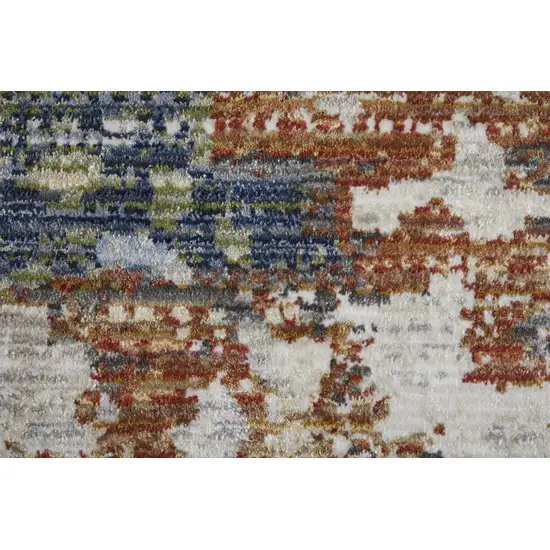 Red Blue and Ivory Abstract Power Loom Area Rug Photo 8