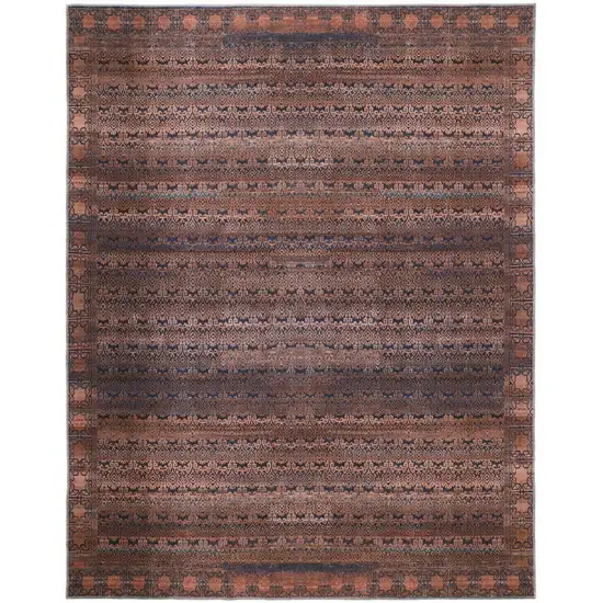 Red Brown And Blue Floral Power Loom Area Rug Photo 1