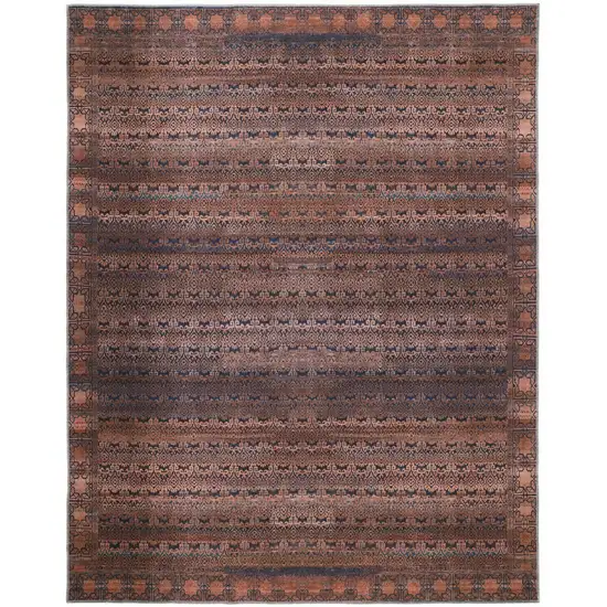 Red Brown And Blue Floral Power Loom Area Rug Photo 1