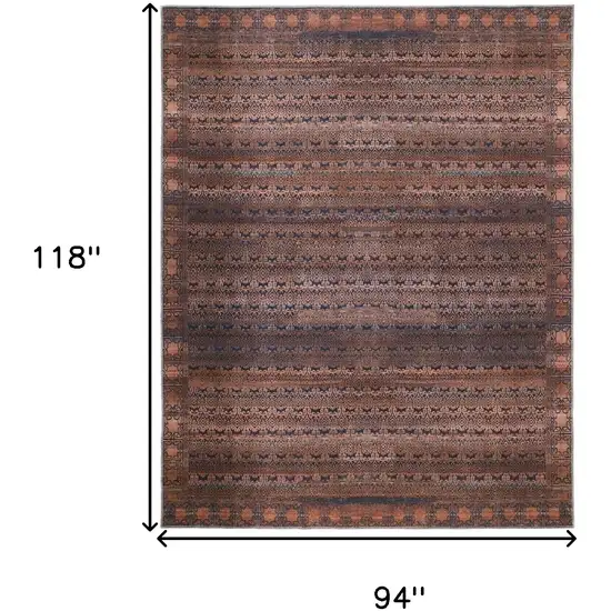 Red Brown And Blue Floral Power Loom Area Rug Photo 4