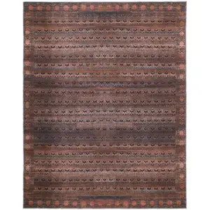 Photo of Red Brown And Blue Floral Power Loom Area Rug