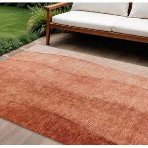 Photo of Red Copper And Terra Cotta Ombre Washable Indoor Outdoor Area Rug