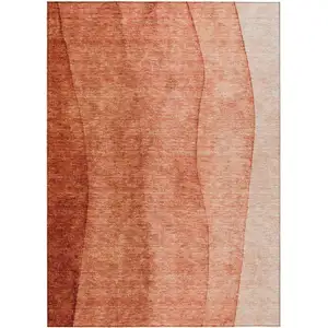 Photo of Red Copper And Terra Cotta Ombre Washable Indoor Outdoor Area Rug