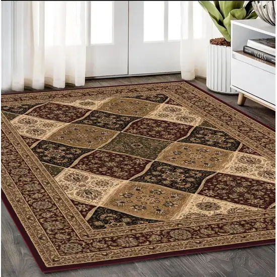 Red and Beige Oriental Power Loom Area Rug Photo 1