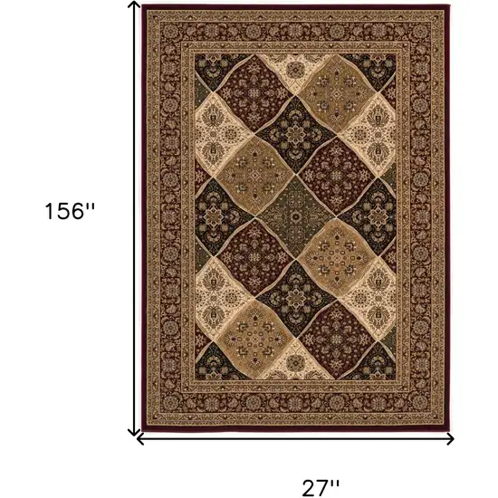 Red and Beige Oriental Power Loom Runner Rug Photo 3