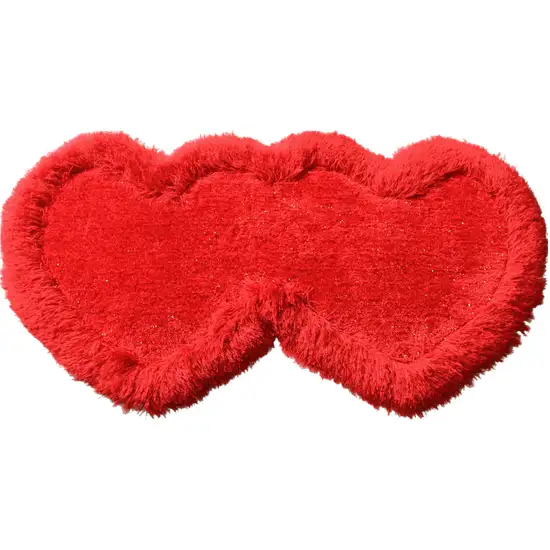 Red Dual Heart Shag Hand Tufted Area Rug Photo 2