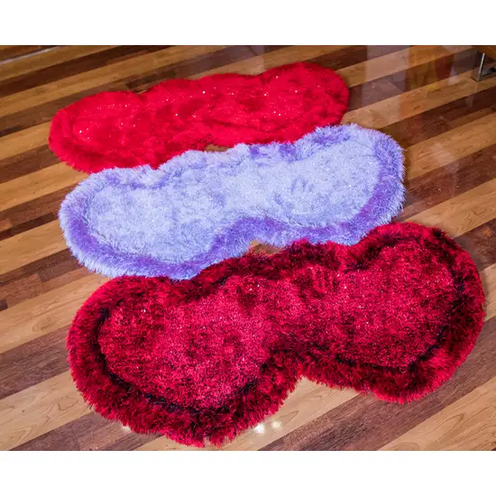 Red Dual Heart Shag Hand Tufted Area Rug Photo 6