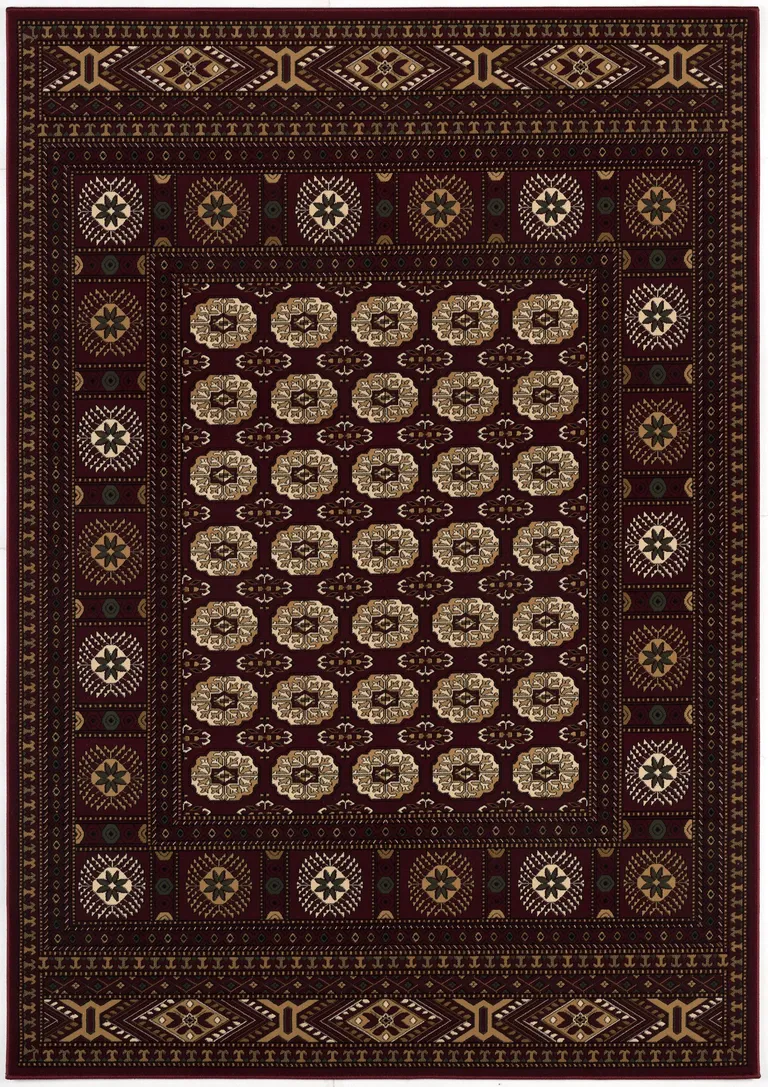 Red Eclectic Geometric Pattern Runner Rug Photo 3