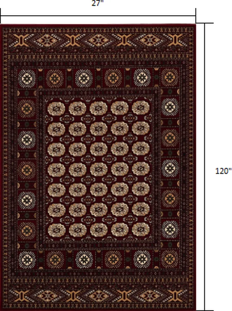 Red Eclectic Geometric Pattern Runner Rug Photo 1