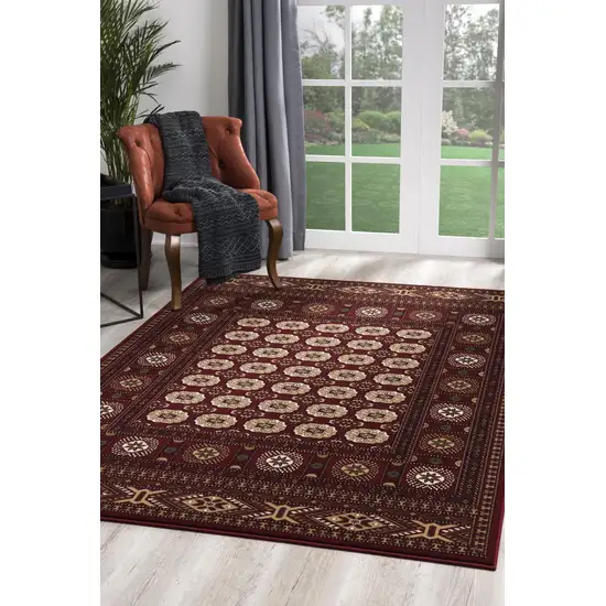 Red Eclectic Geometric Pattern Runner Rug Photo 6