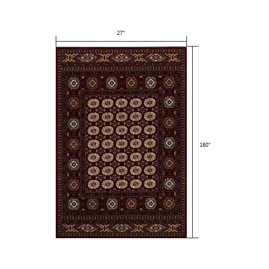 Red Eclectic Geometric Pattern Runner Rug Photo 1