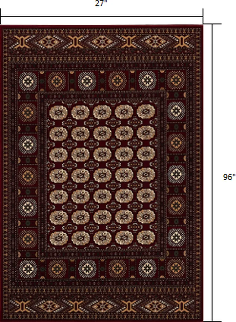 Red Eclectic Geometric Pattern Runner Rug Photo 1