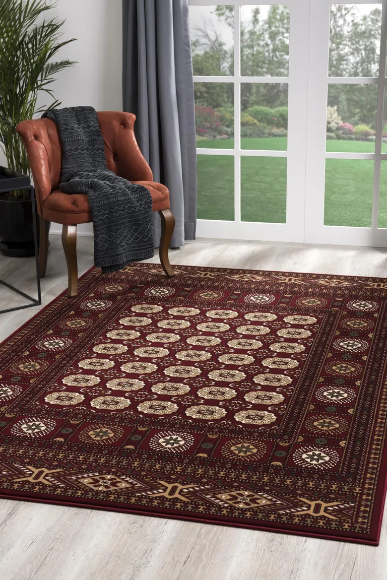 Red Eclectic Geometric Pattern Runner Rug Photo 2