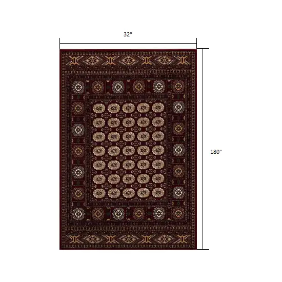 Red Eclectic Geometric Pattern Runner Rug Photo 1