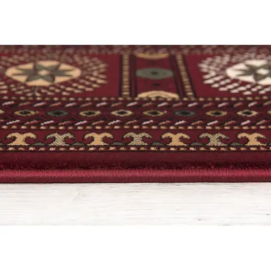 Red Eclectic Geometric Pattern Runner Rug Photo 7