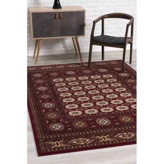 Red Eclectic Geometric Pattern Runner Rug Photo 4