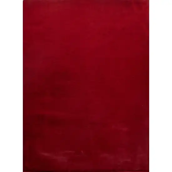 Red Faux Fur Shag Washable Non Skid Area Rug Photo 4