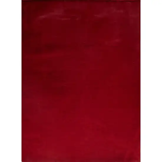 Red Faux Fur Shag Washable Non Skid Area Rug Photo 2