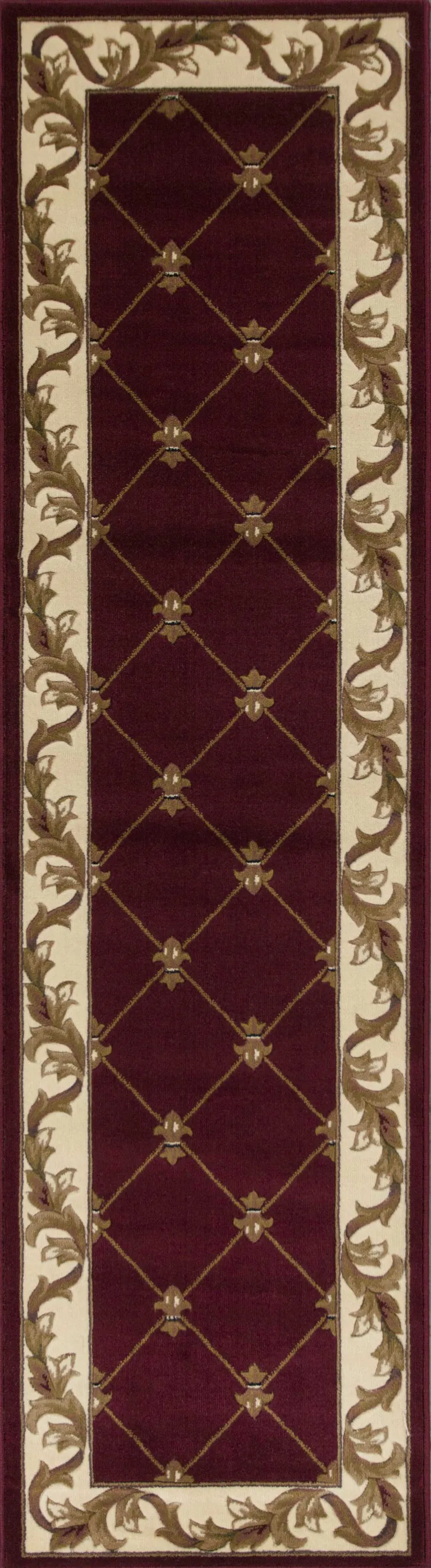 Red Fleur de Lis Runner Rug Photo 1