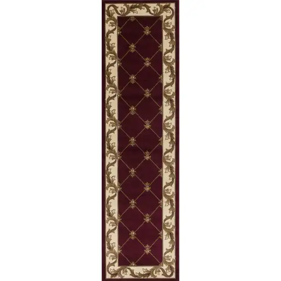 Red Fleur de Lis Runner Rug Photo 1