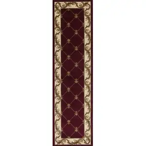 Photo of Red Fleur de Lis Runner Rug