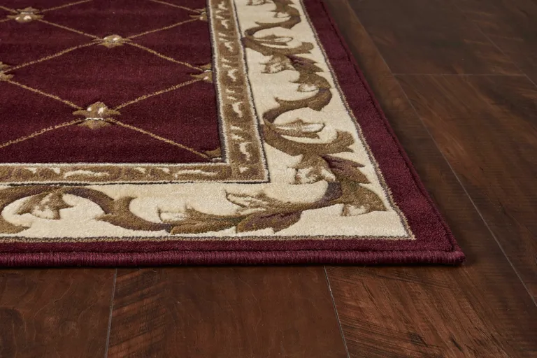 Red Fleur de Lis Runner Rug Photo 5