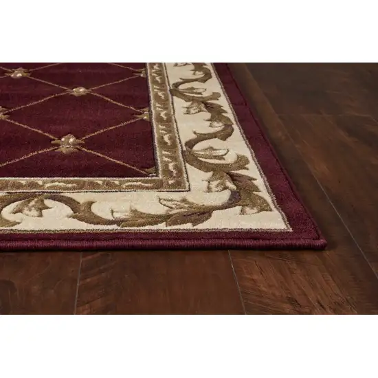 Red Fleur de Lis Runner Rug Photo 5