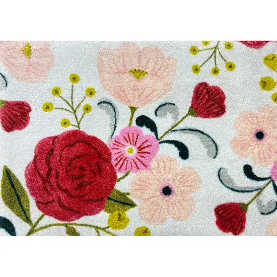 Red Floral Machine Tufted Area Rug With UV Protection Photo 1