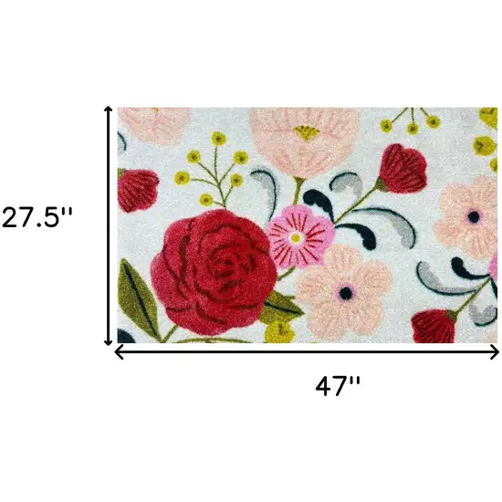 Red Floral Machine Tufted Area Rug With UV Protection Photo 5