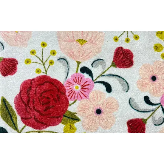 Red Floral Machine Tufted Area Rug With UV Protection Photo 1