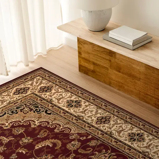 Red Floral Medallion Area Rug Photo 4