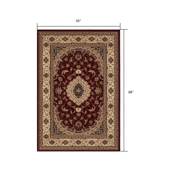 Red Floral Medallion Area Rug Photo 1