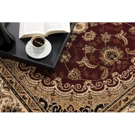 Red Floral Medallion Area Rug Photo 2