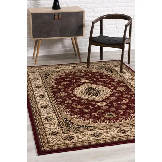 Red Floral Medallion Area Rug Photo 3